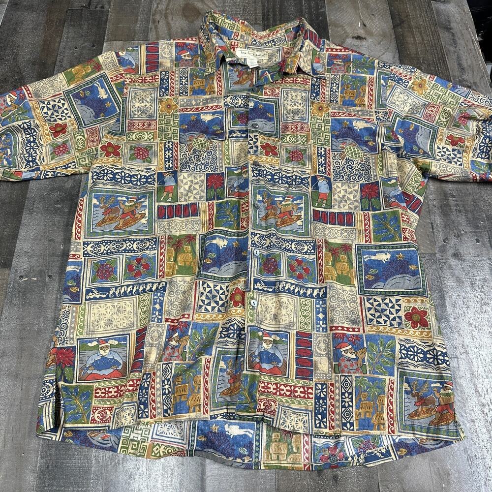 Tori‎ Richard Men’s Christmas Santa Clause Cotton Lawn Hawaiian Shirt 2XL